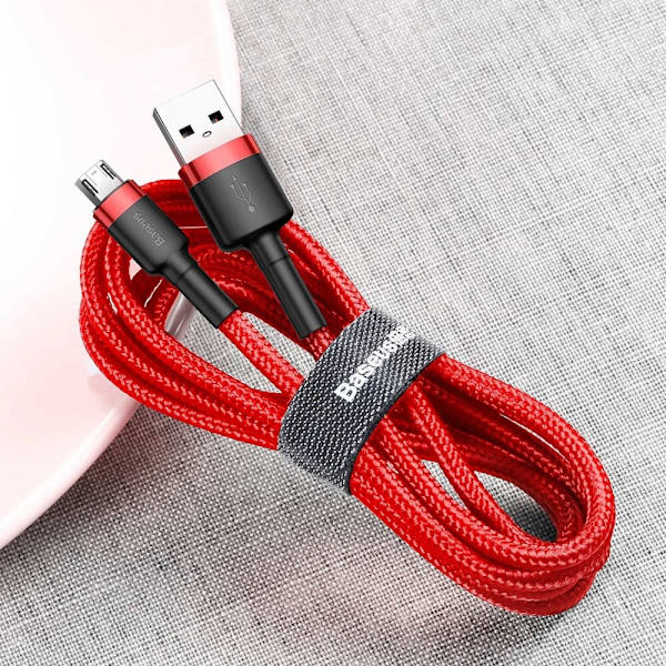Baseus Cafule-kabel slitesterk nylonkabel USB / mikro-USB-kabel 1,5A 2M rød (CAMKLF-C09)