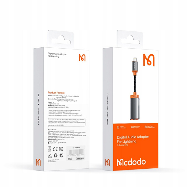 MCDODO ADAPTER 2X LIGHTNING KABEL IPHONE X 11 12 13 14 PRO MAX