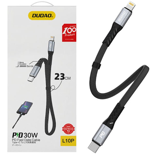 Dudao L10P-kabel USB Type C - Lightning PD20W 0,23 m svart (L10P)