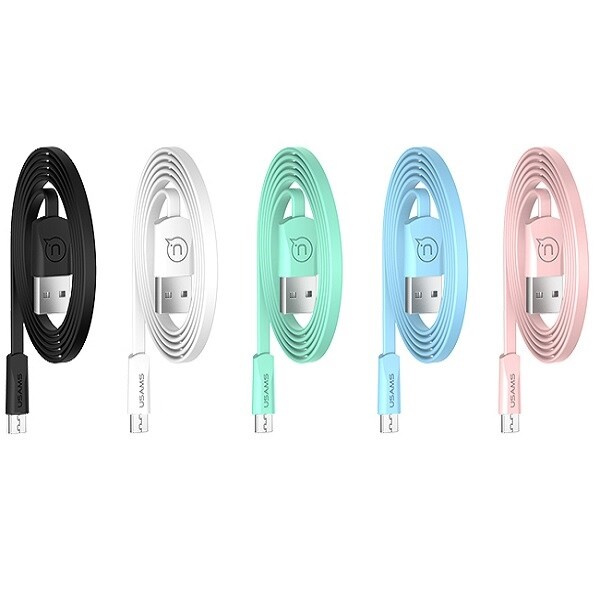 USAMS U2 microUSB platt kabel 1,2 m vit/vit SJ201MIC02 (US-SJ201)