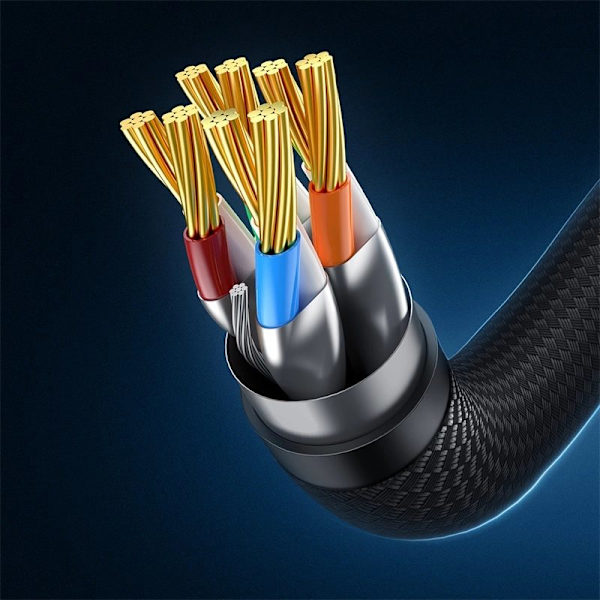 Baseus rask internettkabel RJ45 kat.7 10Gbps 8m flettet svart