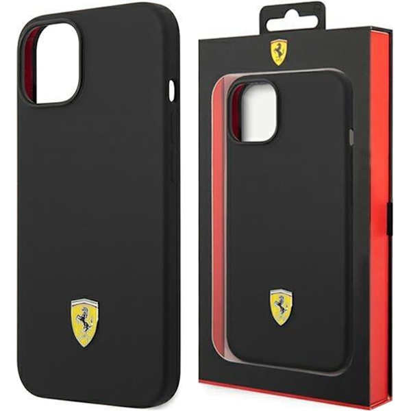 Ferrari FEHCP14LSIBBK iPhone 14 Pro 6.1 Svart/svart hardt deksel Silikonmetalllogo