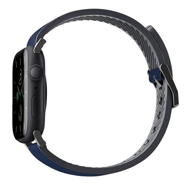 UNIQ armbånd Strade Apple Watch Series 4/5/6/7/8/SE/SE2/Ultra 42/44/45mm. Skinn hybridrem blå/blå