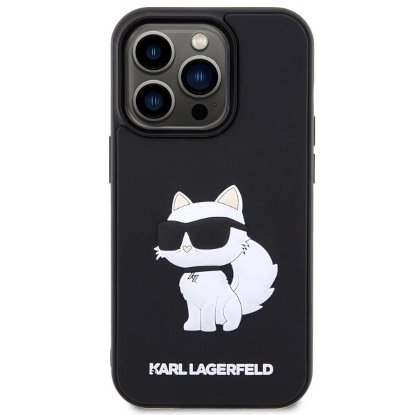 KARL LAGERFELD RUBBER CHOUPETTE 3D ETUI TIL IPHONE 14 PRO - SORT