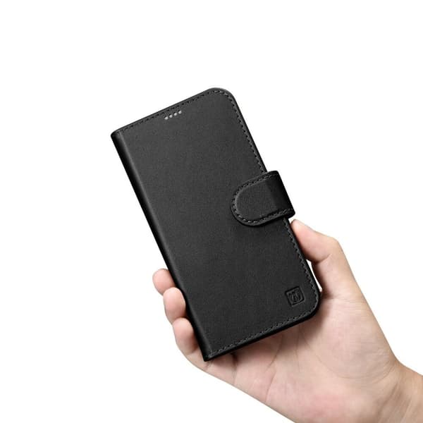 ICARER CASE CASE HOUSING COVER LÆDERCASE TIL IPHONE 14+ SORT