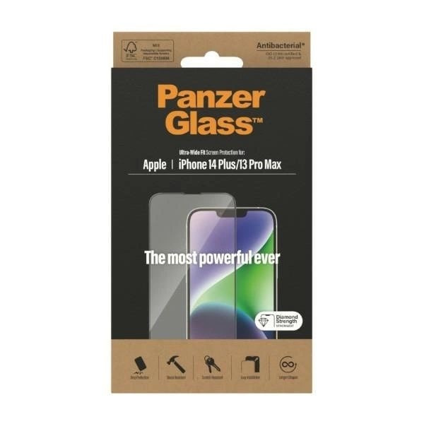 PanzerGlass Ultra-Wide Fit antibakterielt herdet glass for iPhone 14 Plus / 13 Pro Max
