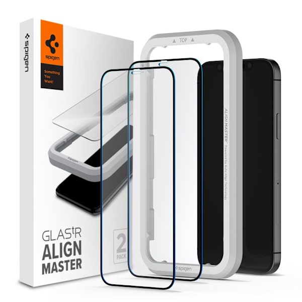 HÆRDET GLAS SPIGEN ALM GLASS FC 2-PACK IPHONE 12/12 PRO SORT