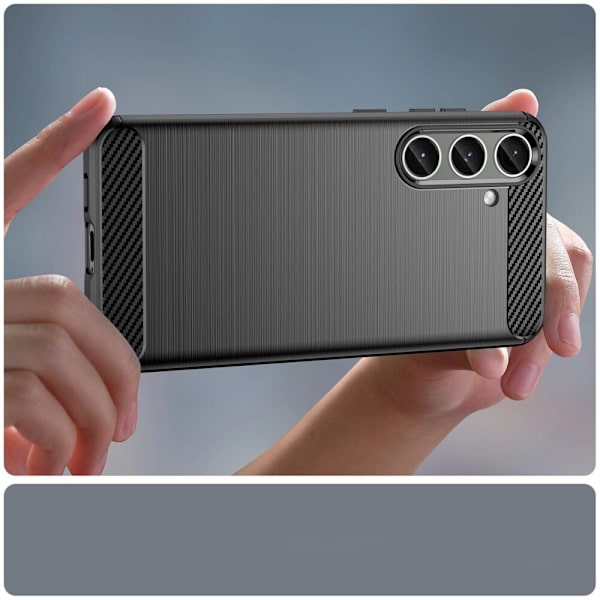 Veske til Carbon Case Samsung Galaxy S24+ fleksibelt silikon karbon skall - svart