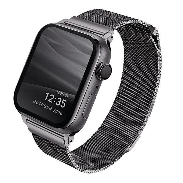UNIQ Dante armbånd Apple Watch Series 4/5/6/7/8/SE/SE2 38/40/41 mm rustfritt stål grafitt/grafitt