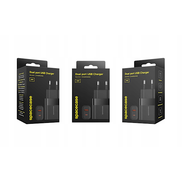 Rymdfall Usb Laddare 20W Sc001B Svart För Iphone X 11 12 13 14