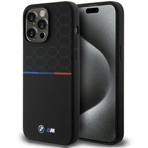 BMW M SILICONE PATTERN MAGSAFE ETUI TIL IPHONE 15 PRO MAX - SORT