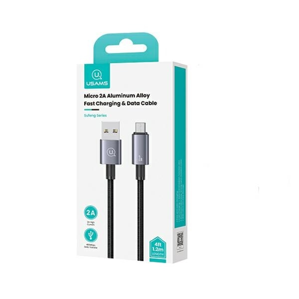 USAMS USB till mikro-USB-kabel 2A 1,2 m snabbladdning stål/lack SJ668USB01 (US-SJ668)