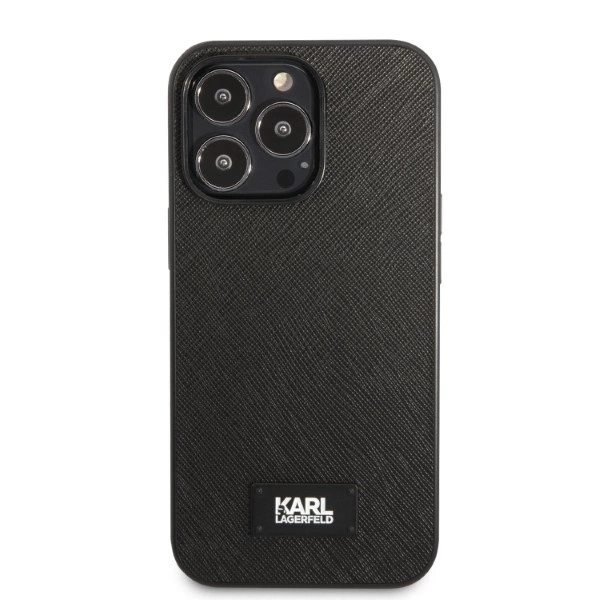 KARL LAGERFELD SAFFIANO PLAQUE COVER TIL IPHONE 13 PRO / IPHONE 13 - SORT