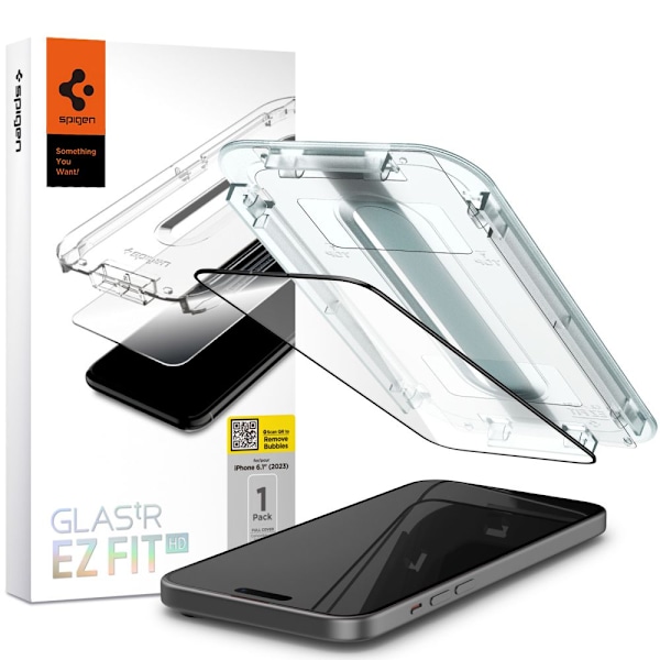 HÆRDET GLAS SPIGEN GLAS.TR "EZ FIT" FC IPHONE 15 SORT