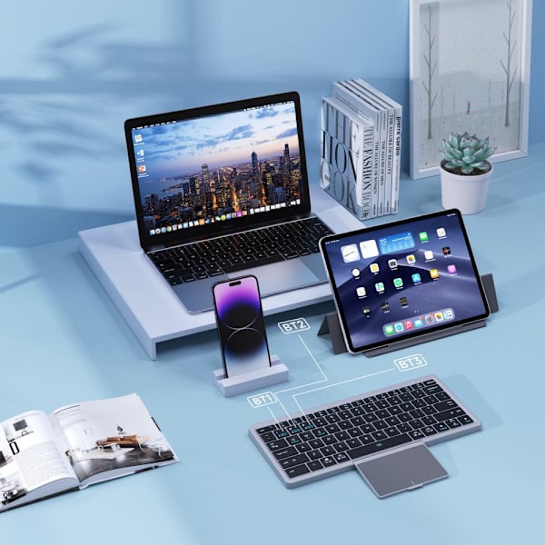 Dux Ducis OK Series trådløst Bluetooth-tastatur med pekeplate - Svart