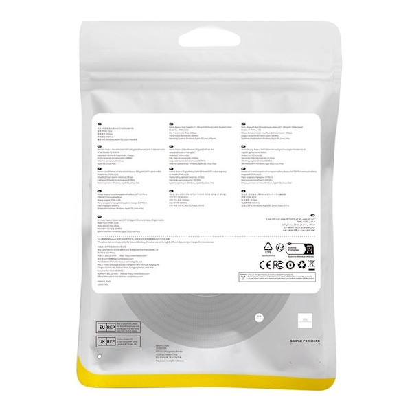 Baseus rask internettkabel RJ45 kat.7 10Gbps 8m flettet svart