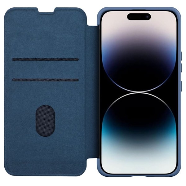 Nillkin Qin Cloth Pro Case Deksel for iPhone 14 Pro Kamera Beskyttelsesveske Beskyttelsesveske Blå