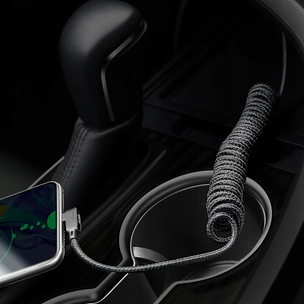 MCDODO VINKLAD USB LIGHTNING SPIRAL FJÄDERKABEL FÖR IPHONE 14 LED 2M