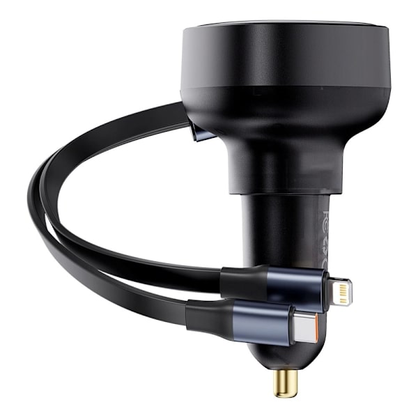 Baseus Enjoyment USB-A billader med USB-C / Lightning 60W kabel - svart