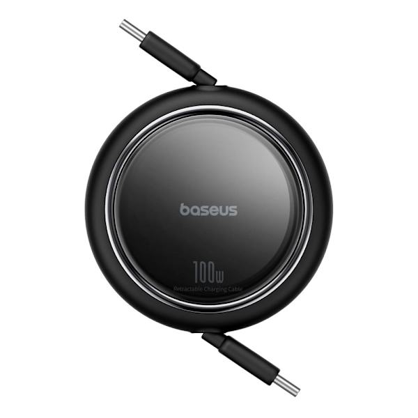 Baseus Free2Draw Mini USB-C - USB-C 100W 1m uttrekkbar kabel - svart