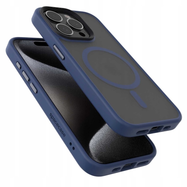 Spacecase Hybrid-Fodral För Magsafe För Iphone 15 Pro Mörkblåt Skal