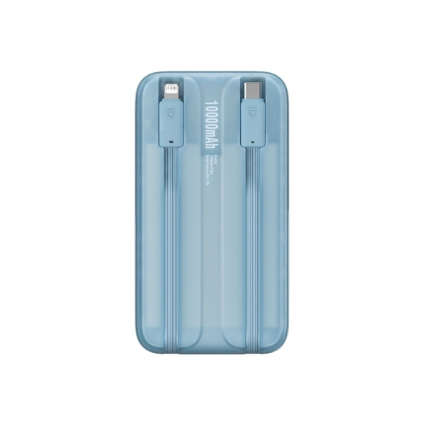 Baseus Comet Series strømforsyning med skjerm 10 000 mAh 22,5 W - blå + USB-A - USB-C 0,3 m kabel - hvit