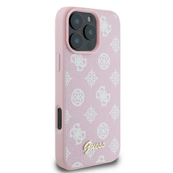 Guess GUHMP16LPGPYSP iPhone 16 Pro 6,3" rosa/rosa hårdfodral Peony Script Logo MagSafe