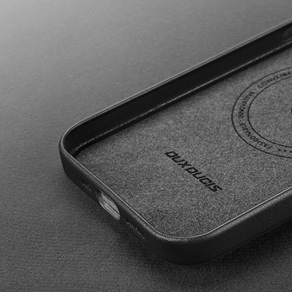 Dux Ducis Grit Lærveske til iPhone 14 Pro Elegant deksel i kunstskinn (MagSafe-kompatibel) Svart