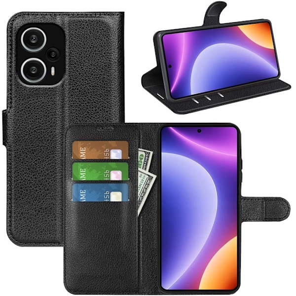 Litchi Fodral Till Poco F5 Svart Antishock Telefon