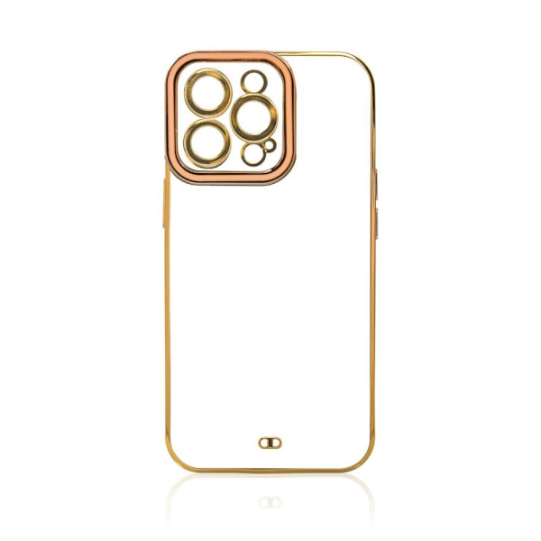 Fashion Case beskyttelsesdeksel til iPhone 12 Pro Max, gel-deksel med gyllen ramme, gull