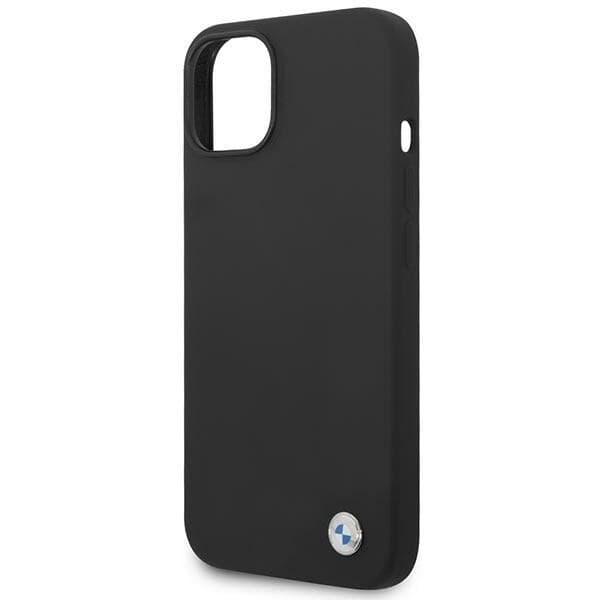 BMW SILIKONE METAL LOGO ETUI TIL IPHONE 14 - SORT