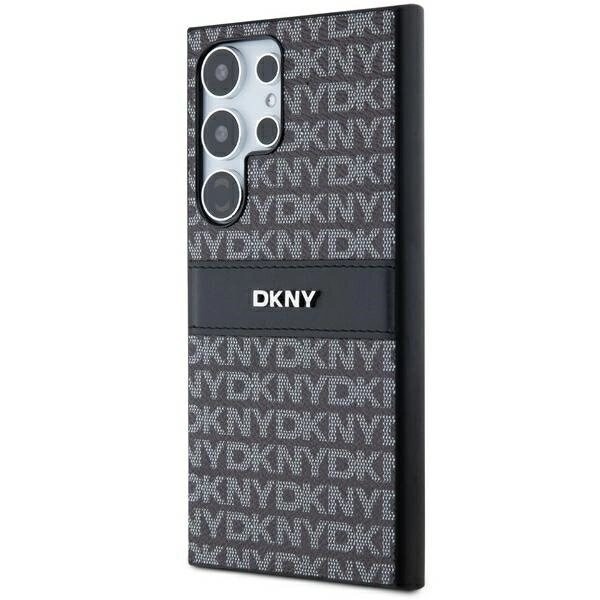 DKNY Leather Mono Stripe & Metal Logo Deksel til Samsung Galaxy S24 Ultra - Svart