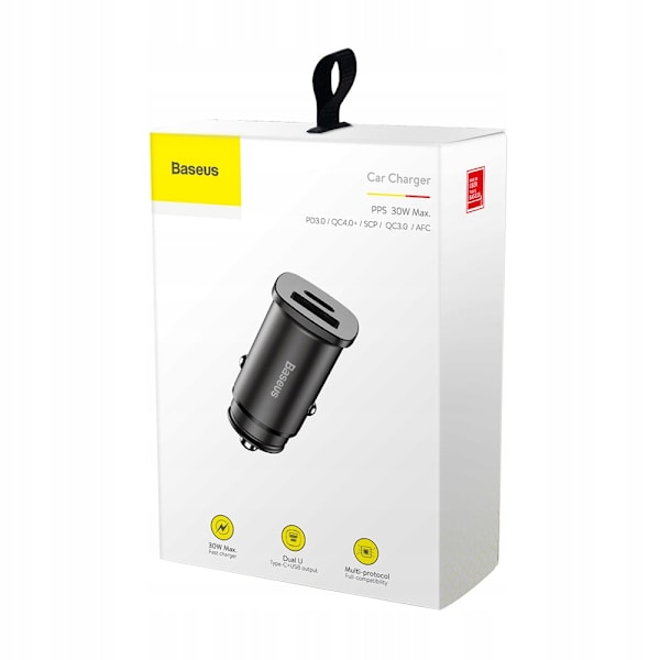 BASEUS SMART BILOPLADER MED USB OG USB-C-PORTE SORT