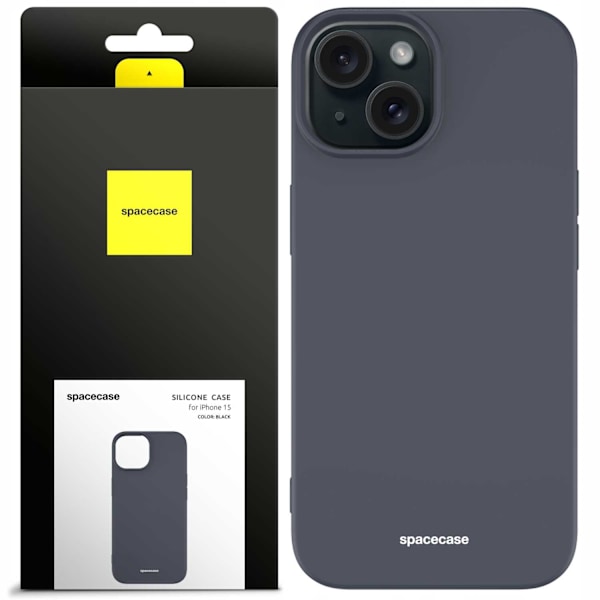 Spacecase Silikonfodral För Iphone 15 Svart Skydd