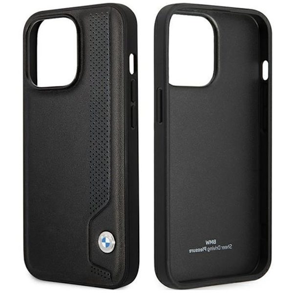 BMW BMHCP14L22RBDK deksel til iPhone 14 Pro - svart skinn blå prikker