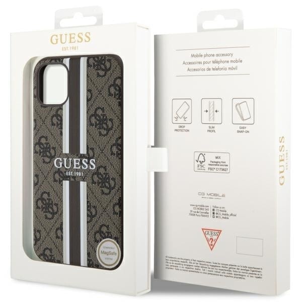 Guess GUHMN61P4RPSW deksel til iPhone 11 / Xr - Brun 4G Printed Stripes MagSafe
