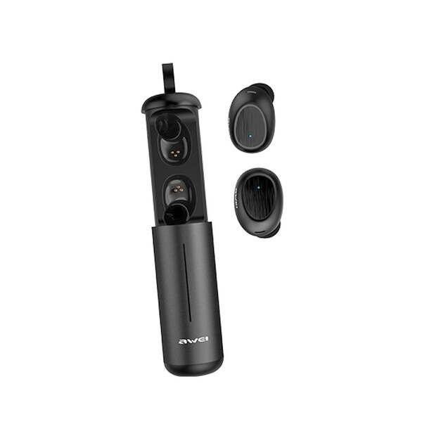 AWEI Bluetooth 5.0 T55 TWS hörlurar + dockningsstation svart/svart