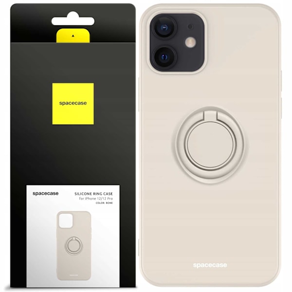 Spacecase Silikon Ringfodral För Iphone 12 12 Pro Bone Case
