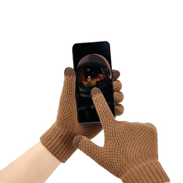 Vinterflätade telefonhandskar - bruna