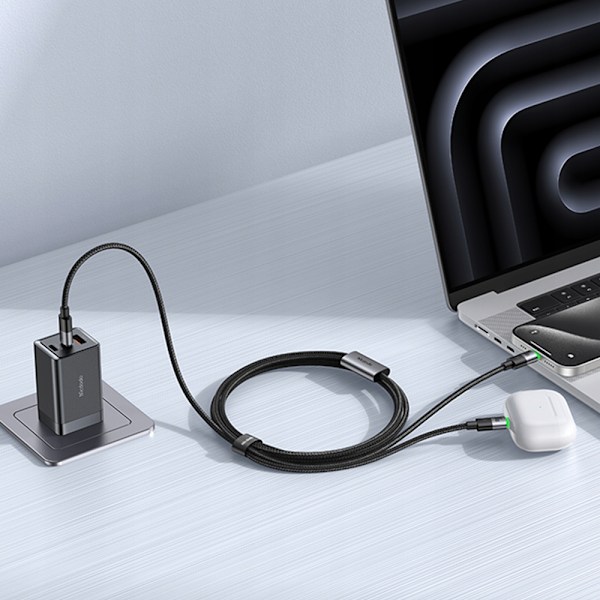 MCDODO USB-C 2IN1 SNABBLADDNINGSKABEL FÖR IPHONE MACBOOK LED 100W 2M