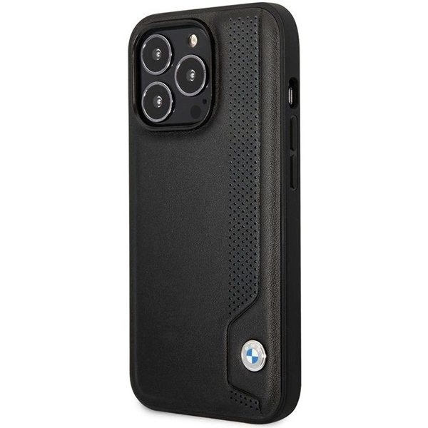 BMW LÆDER BLUE DOTS ETUI TIL IPHONE 14 PRO MAX - SORT