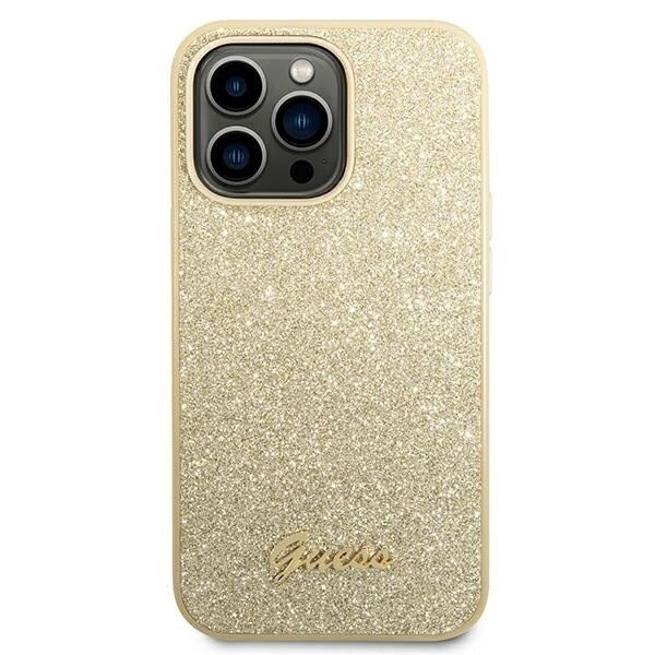 Guess GUHCP14LHGGSHD iPhone 14 Pro 6.1 gull/gull hardt deksel Glitter Script