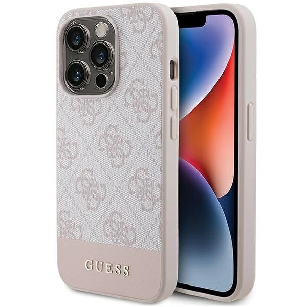 Guess 4G Stripe Collection-deksel til iPhone 15 Pro - rosa