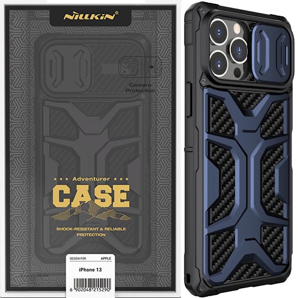 Nillkin Adventruer Case Case Case for iPhone 13 Pro Max beskyttelsesdeksel med kamerabeskyttelse i blått