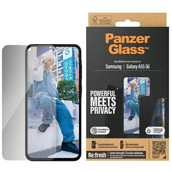 PANZERGLASS ULTRA-WIDE FIT PRIVACY HÆRDET GLAS MED POSITIONER TIL SAMSUNG GALAXY A55 5G