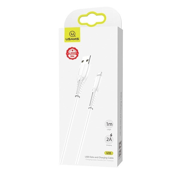 USAMS Kabel U35 lightning 2A snabbladdning 1m vit/vit SJ364USB02 (US-SJ364)