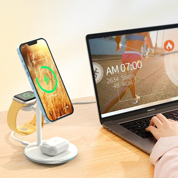 Choetech 3-i-1 induktiv ladestasjon for iPhone 13.12.14, AirPods Pro, Apple Watch svart (T585-F)