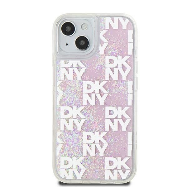DKNY Liquid Glitter Multilogo beskyttelsesdeksel til iPhone 15/14/13 - rosa