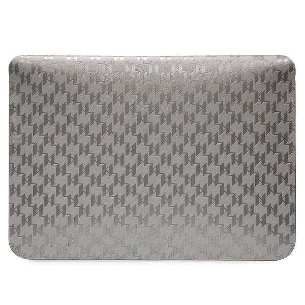 KARL LAGERFELD SAFFIANO MONOGRAM CHOUPETTE ETUI TIL EN 14" BÆRBAR COMPUTER - SØLV