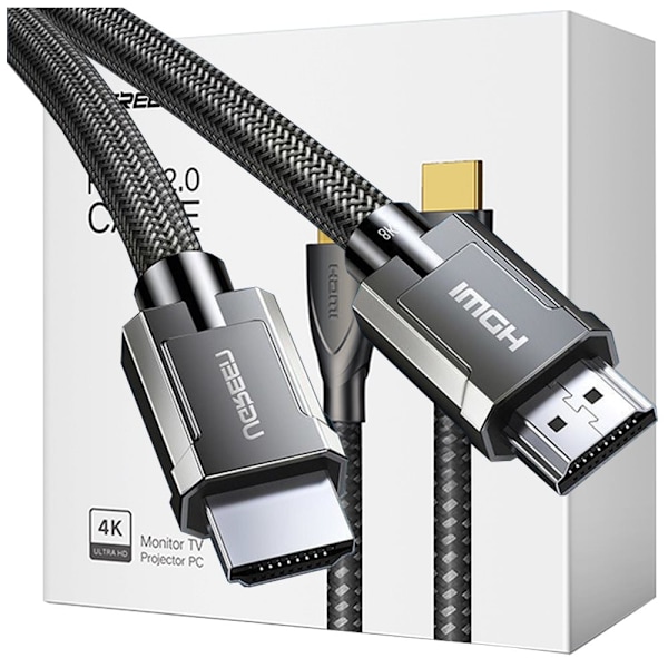 Grønn kabel HDMI 2.1 8K 60 Hz / 4K 120 Hz 3D 48 Gbps HDR VRR QMS ALLM eARC QFT 2 m grå (HD135 70321)